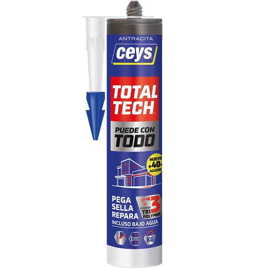 Sellador adhesivo silicona Ceys Total Tech Antracita 290ml