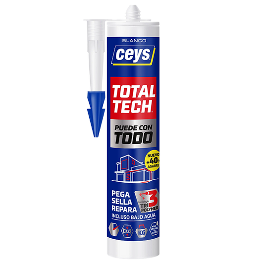Sellador adhesivo silicona Ceys Total Tech Blanco 290ml