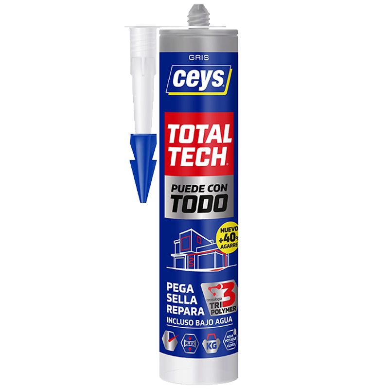 Sellador adhesivo silicona Ceys Total Tech Gris 290ml