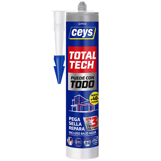Sellador adhesivo silicona Ceys Total Tech Gris 290ml