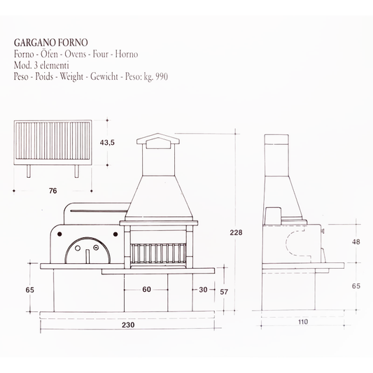OUTLET Barbacoa de obra prefabricada Gargano con Horno