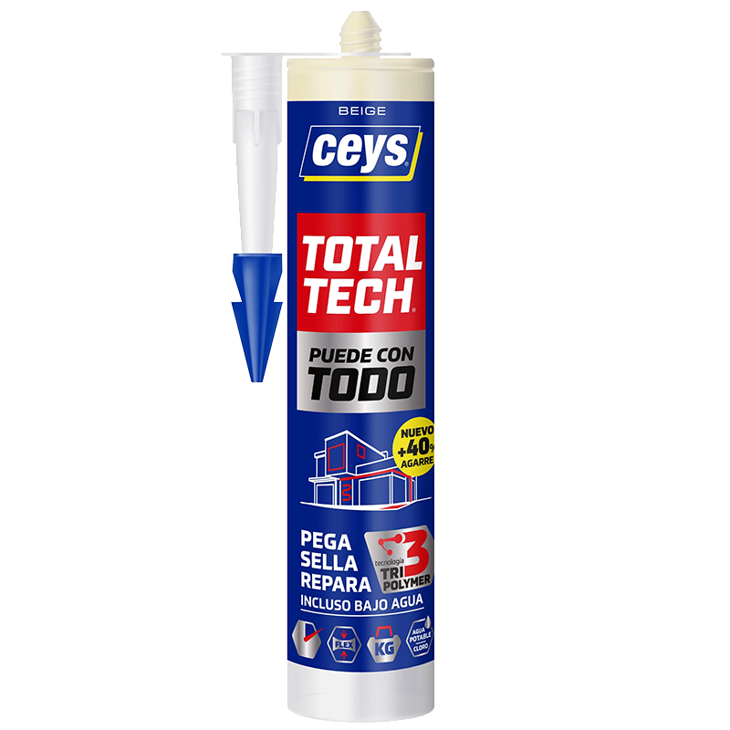 Sellador adhesivo silicona Ceys Total Tech Beige 290ml