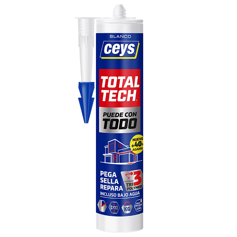 Sellador adhesivo silicona Ceys Total Tech Blanco 290ml
