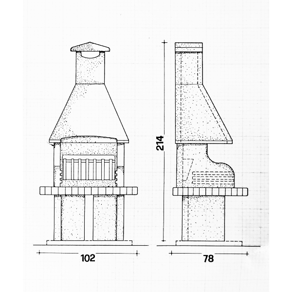 OUTLET Barbacoa de obra prefabricada Creta Gris con campana